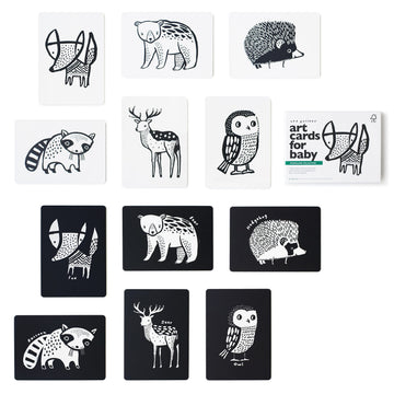Wee Gallery Black And White Art Flash Cards For Babies, High Contrast Educational Animal Picture Cards, Baby Visual Stimulation, Brain And Memory Development In Infants And Toddlers - Woodland Animals