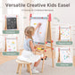 WINGYZ Easel for Kids - 3-in-1 Art Easel with Chalkboard, Magnetic Whiteboard & 400  Paper Roll, Adjustable Wooden Drawing Board