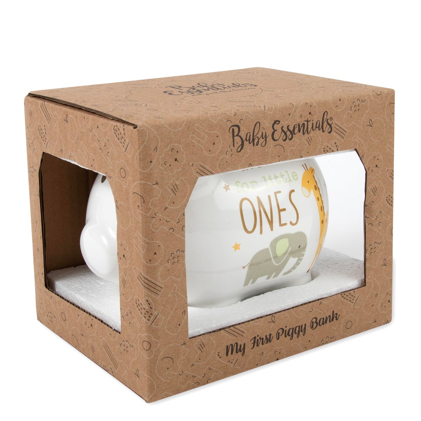 Baby Essentials Piggy Bank - Ceramic, Thank Heaven Animals Design, Model 3164, Perfect for Boys & Girls