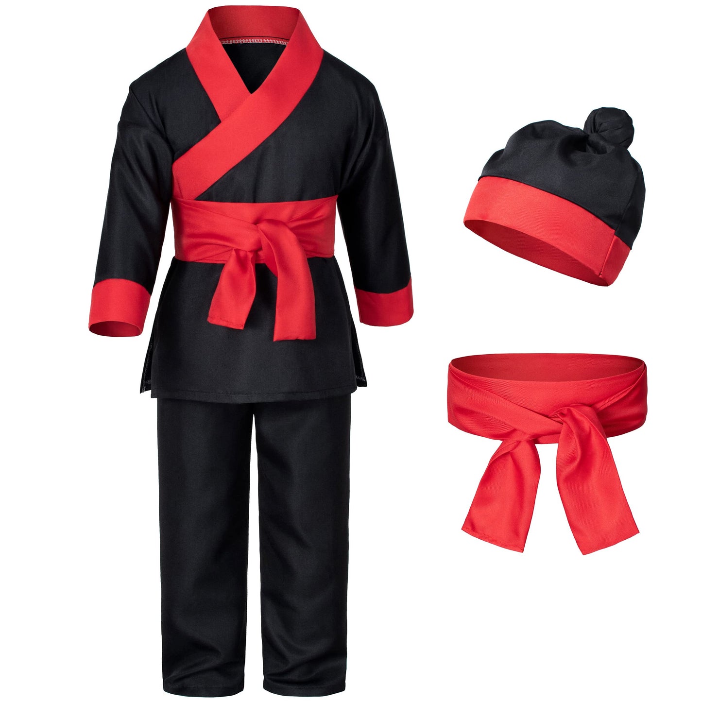 Dress Up Warrior Samurai Costume Boys Halloween For Kids 130Cm 6-7Yrs Black