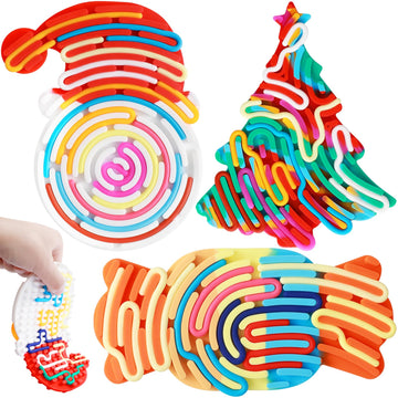 3Pcs Christmas Sensory Activity Board, Fidget Sensory Toys For Kids Adults, Duble Sided Design Kids Busy Board With Christmas Tree, Candy And Christmas Hats, Calm Down Fidget Toy For Stress Relief