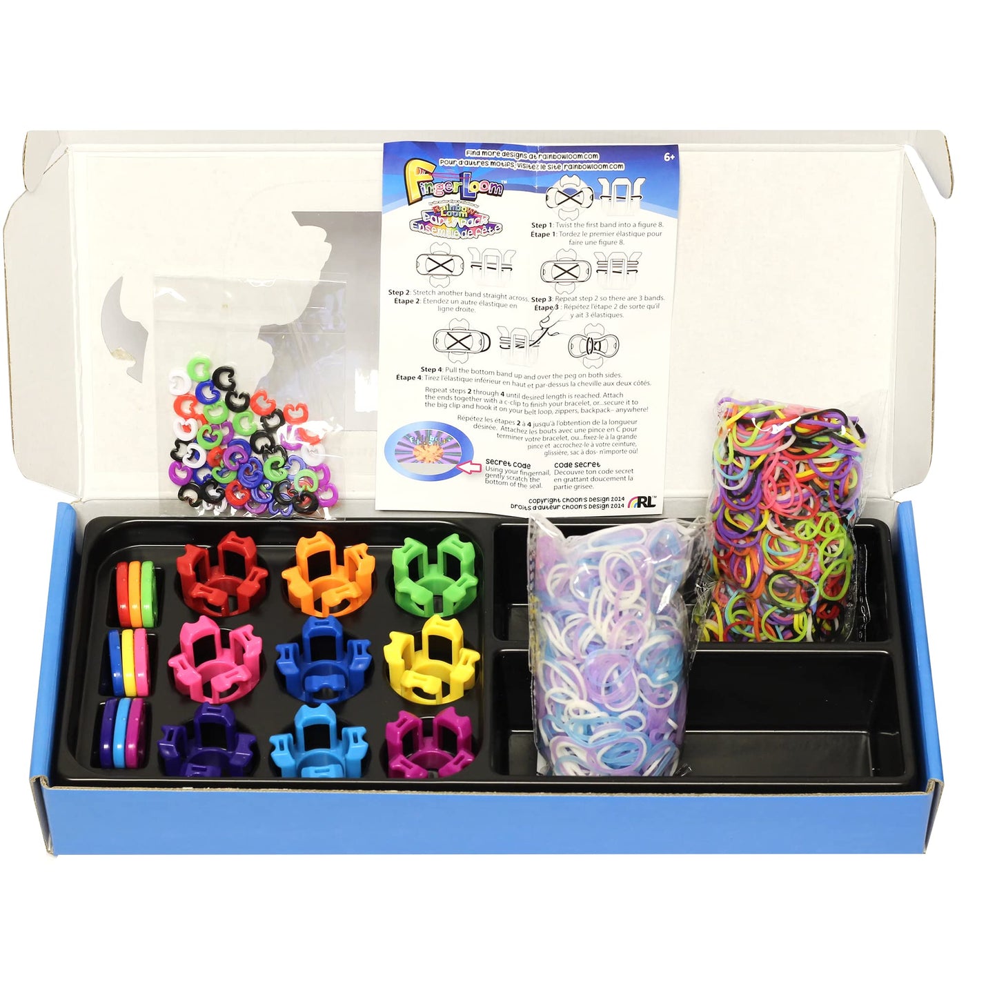 Rainbow Loom Finger Loom Party Pack, Features 9 Colored Finger Looms and 1200 Glow in The Dark Bands Perfect Party Activities fo