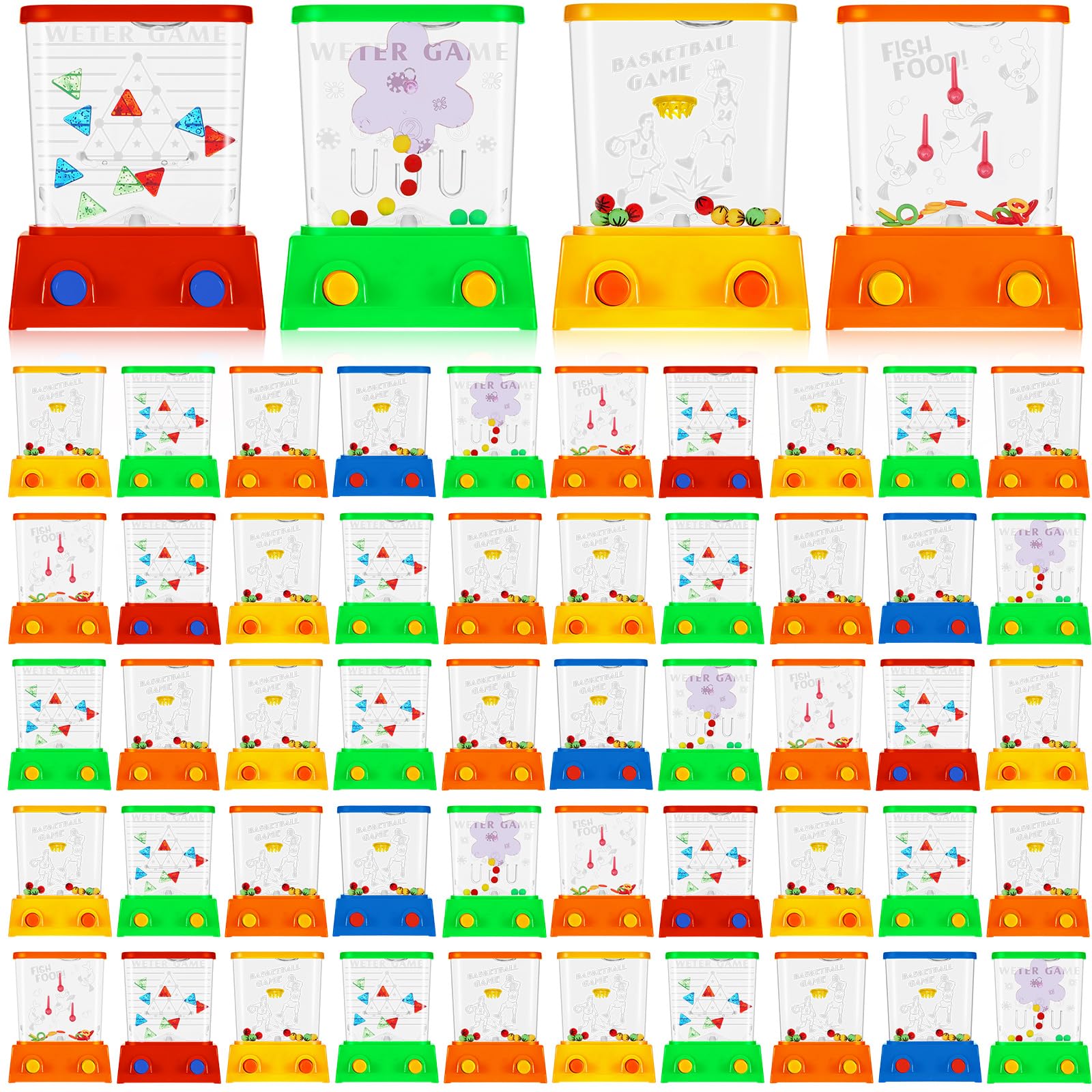 Lewtemi 60 Pcs Water Ring Toss Handheld Game Bulk Retro Pastime Games Handheld Toys Party Favor Basketball Fun Gifts, Without Water(Cute)