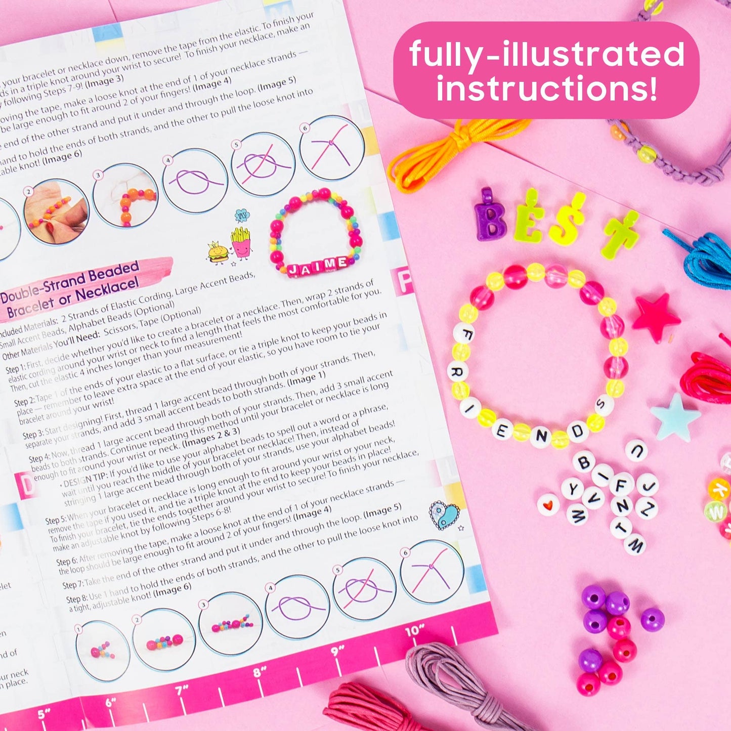 Just My Style Abc Beads By Horizon Group Usa, 1000+ Charms & Beads, Alphabet Charms, Accent Seed Star Wax Beading Cord, Satin Cord Key Ring Included, Bright