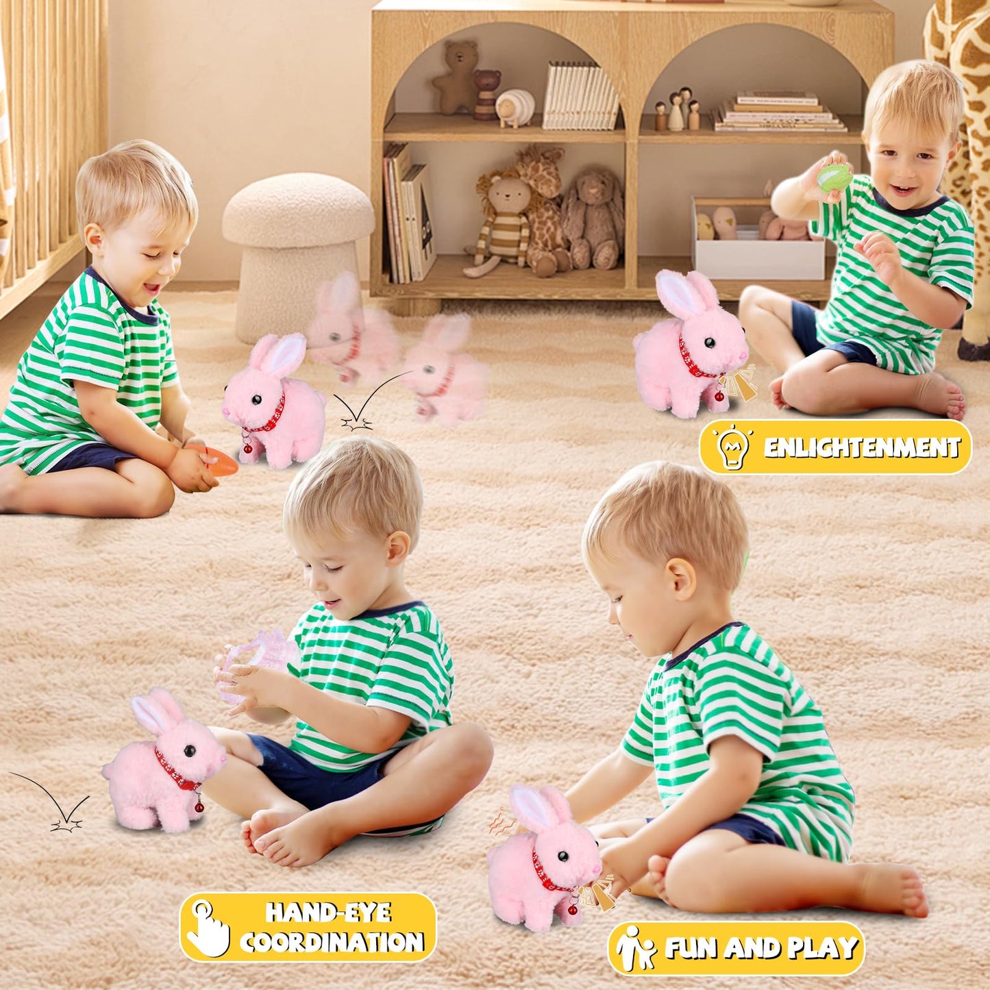 Bunny Toys For Kids Aged 3-7, Hopping Bunny Toy With Realistic Jumping, Wiggling Ears, And Sound Effects, Ideal Rabbit Toys For Girls And Boys For Birthdays, Easter