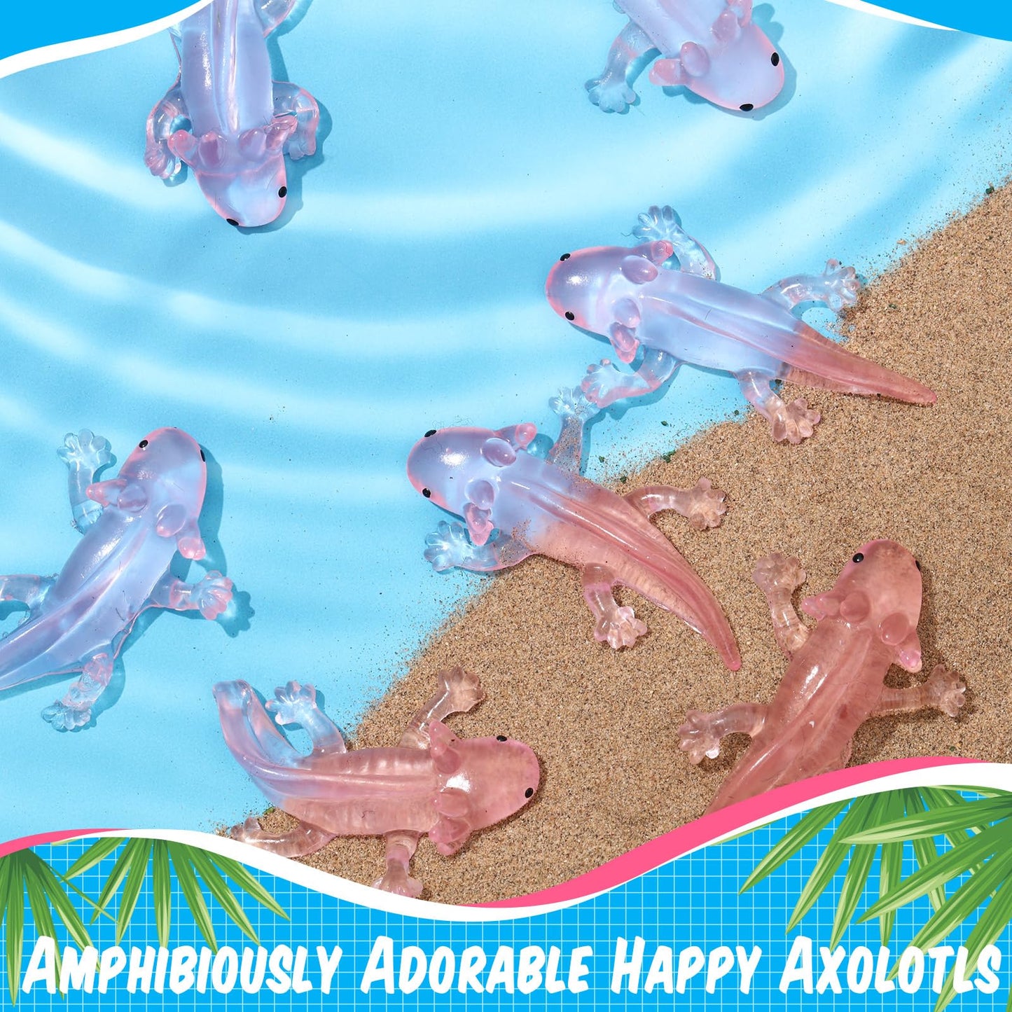 Lewtemi 30 Pcs Valentines Axolotl Pink Adorable Axolotl Gifts Amphibiously Axolotl Birthday Party Decorations Tiny Animal Figurine For Valentine'S Day Exchange Gift Prizes Cake Topper Party Favors