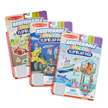 Melissa & Doug PAW Patrol Restickable Stickers Flip-Flap Pad 3-Pack - Classic Missions, Adventure Bay, Ultimate Rescue - PAW Pat