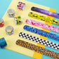 LovesTown Kids Slap Bracelets, 48PCS Slap Wristbands Snap Bracelets Emotions Camouflage Leopard Print Galaxy for kids Party Favo