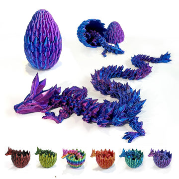 3D Printed Dragon Egg With Dragon Inside, Easter Eggs Articulated Mystery Crystal Dragon, Adults Fidget Toys Fo For Autism/Adhd, Easter Basket Stuffers Desk Toys For Home Office Decor(Purple)
