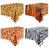 Animal Safari Tablecloth Jungle Animal Theme Tablecover Tiger Zebra Giraffe Print Table Cover Tropical Leaf Tablecloth Party Supplies For Jungle Safari Birthday Baby Showers (Leopard Style, 4 Pcs)
