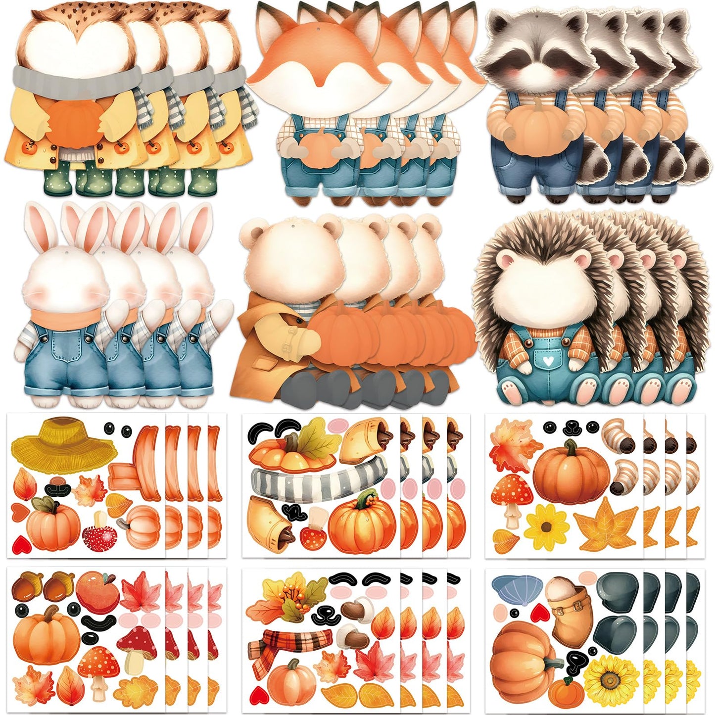 Treasure Cove Fall Craft Kits for Kids Make Your Own Fall Animal Stickers DIY Autumn Ornaments Autumn Animals Craft Sticker for