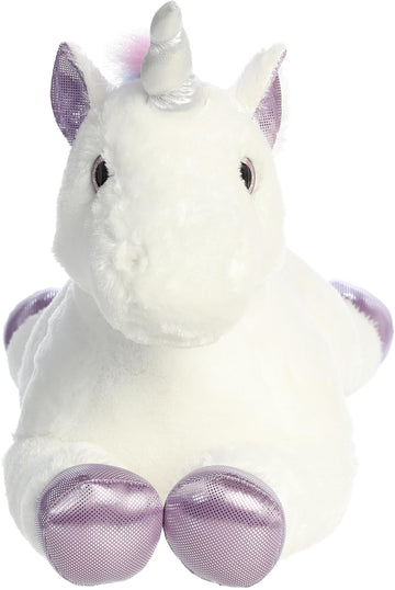 Aurora® Adorable Super Flopsie™ Rainbow Unicorn™ Stuffed Animal - Playful Ease - Timeless Companions - Multicolor 27 Inches