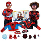 Marvel Spidey And Spin Official Toddler Dress-Up Set - Long-Sleeved Costume Tops With Fabric Half Masks, Gloves, Fabric Web Shields, And Mini Vehicles (3-4T)