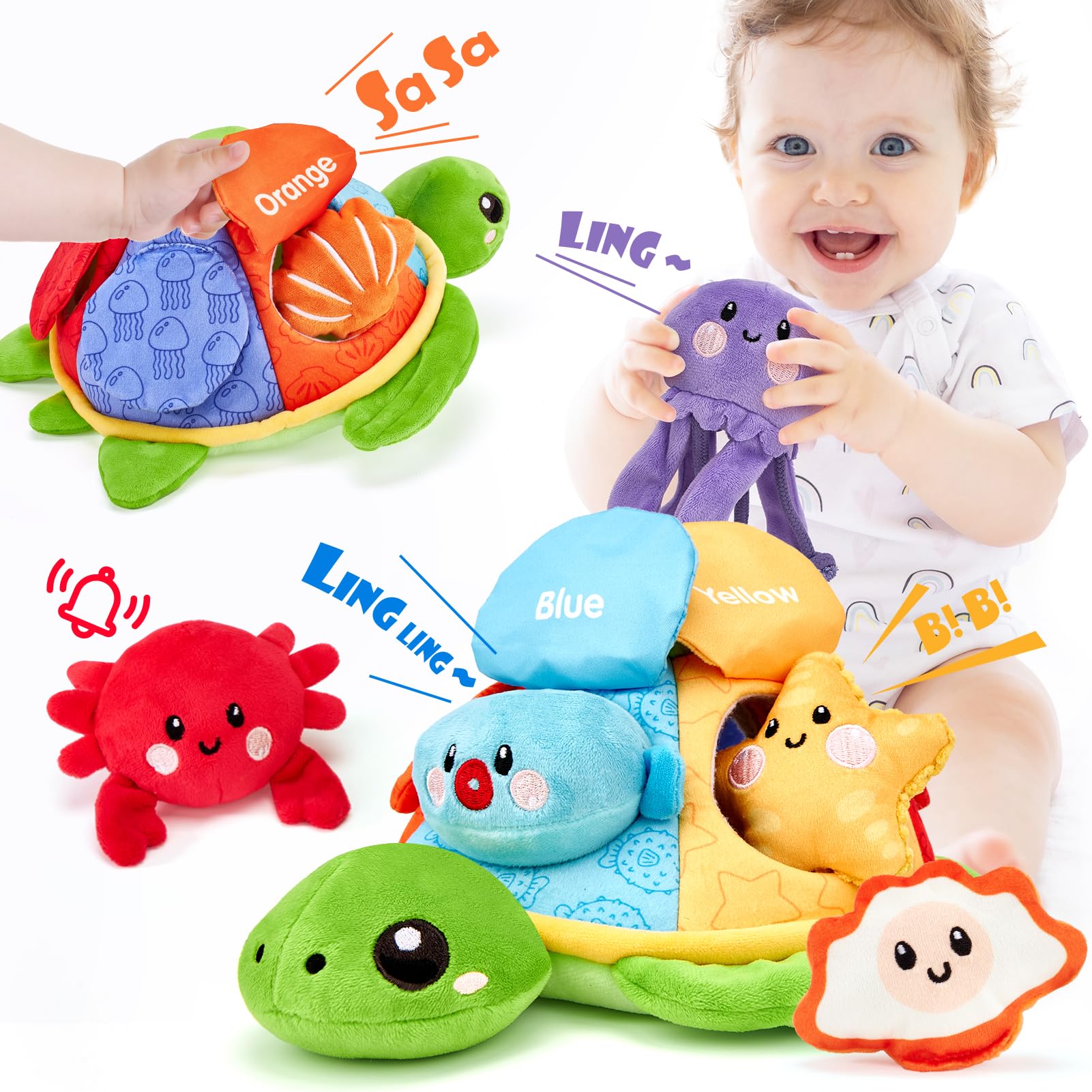 Hahaland Baby Toys For Babies 6-12 Months - Baby Toys Stuffed Animals Soft Crinkle Sensory Toys For 0-6 6-12 Months Old Toddlers 1 Year Old Boy Birthday Gift For Baby Boys Girs Toy