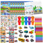Cinrobiye 72 Pcs Transportation Party Favors Set, Vehicle Car Coloring Books Crayons Tattoos Stickers Stampers,Birthday Supplies