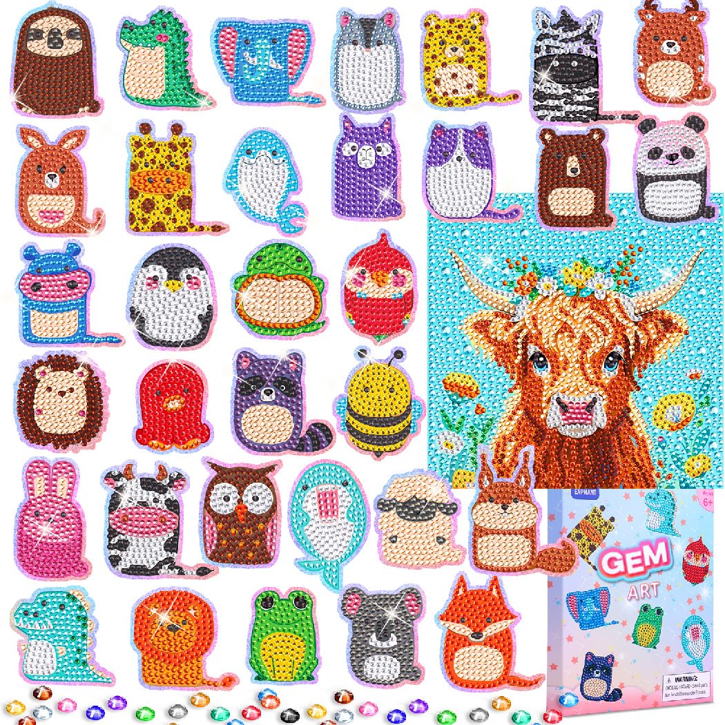 EAPHANT Diamonds Art Kits for Kids, 33 Diamond Stickers and 1 Painting Arts and Crafts Kit for Kids Ages 6-12