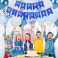 Happy Birthday Banner, Blue Birthday Decoration, 16 Pcs 12In Happy Birthday Balloons With 2 Ribbons For Boys And Men Any Ages Bi