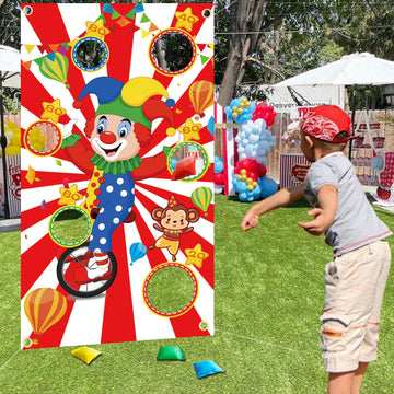 TONIFUL Carnival Toss Game Banner with 4 Bean Bags 6 Holes for Party  Indoor Outdoor Activities tossing Carnival Theme Party Boys Kids Teens mature-themeds Birthday