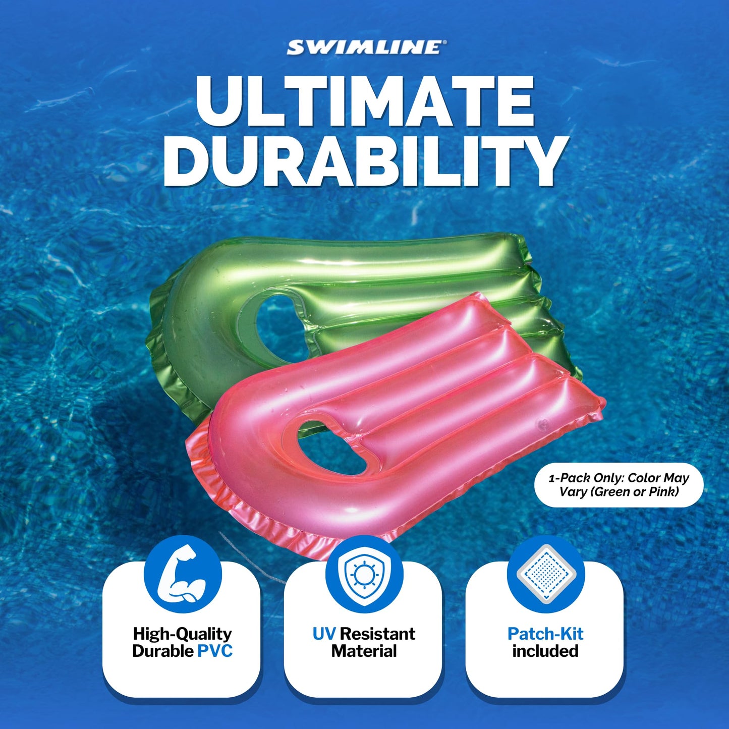 Swimline Inflatable Pool Float Surf Rider for Kids & Adults, 30-Inch, Plastic, Colors May Vary, Model 9012