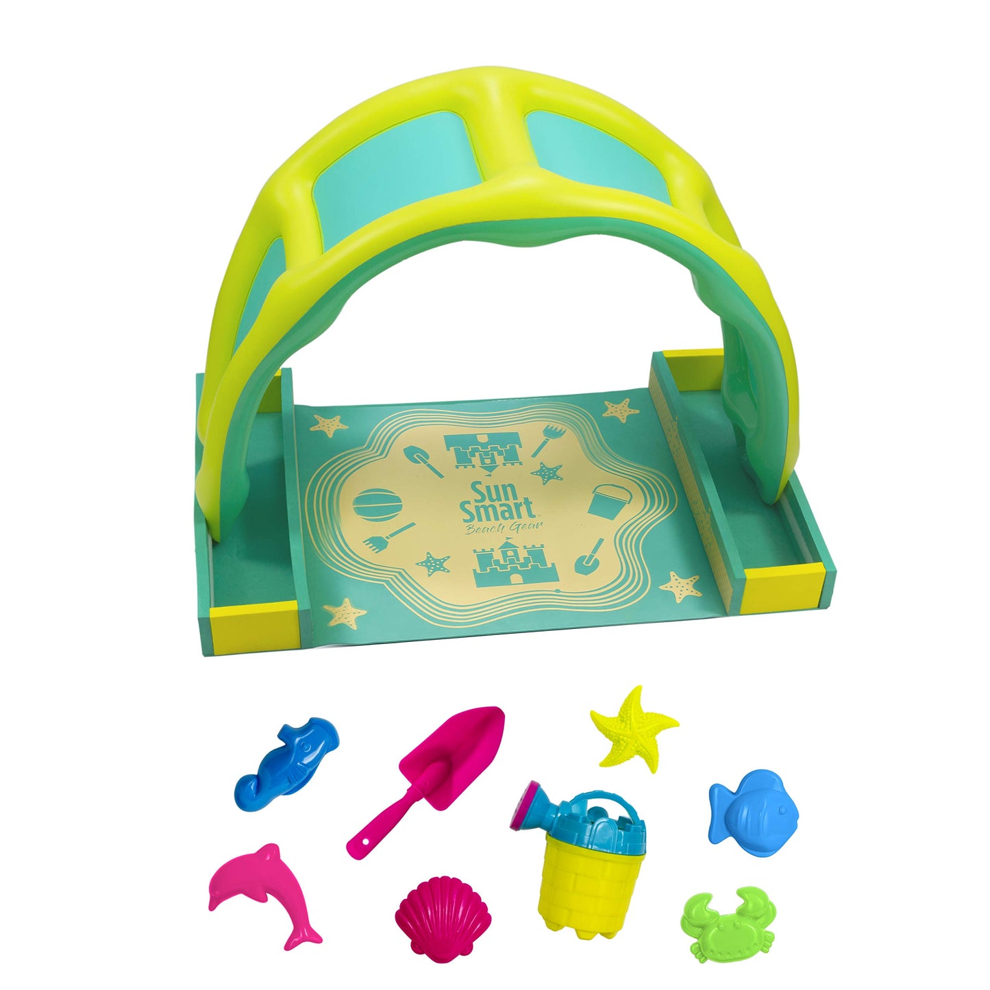 SunSmart Kiddie Indoor/Outdoor Activity Play Set, Portable Toy Playset with Eight (8) Toys, Pop-On Canopy, Take-Along Fun-Time P