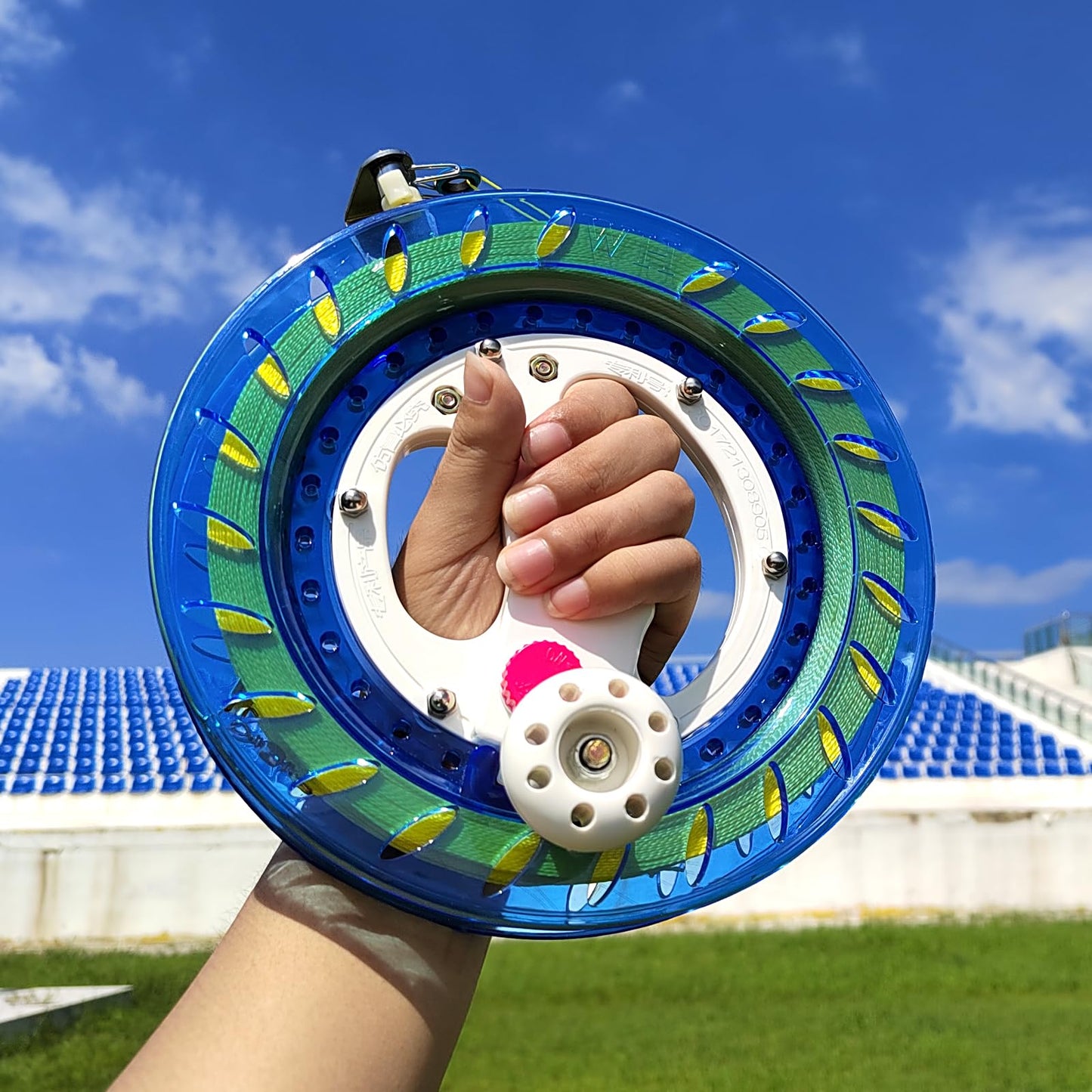 Simxkai Kite String Reel, Kite String Spool,Kite Line Winder, Come With Lock, 8In With1000 Feet Line (Blue)