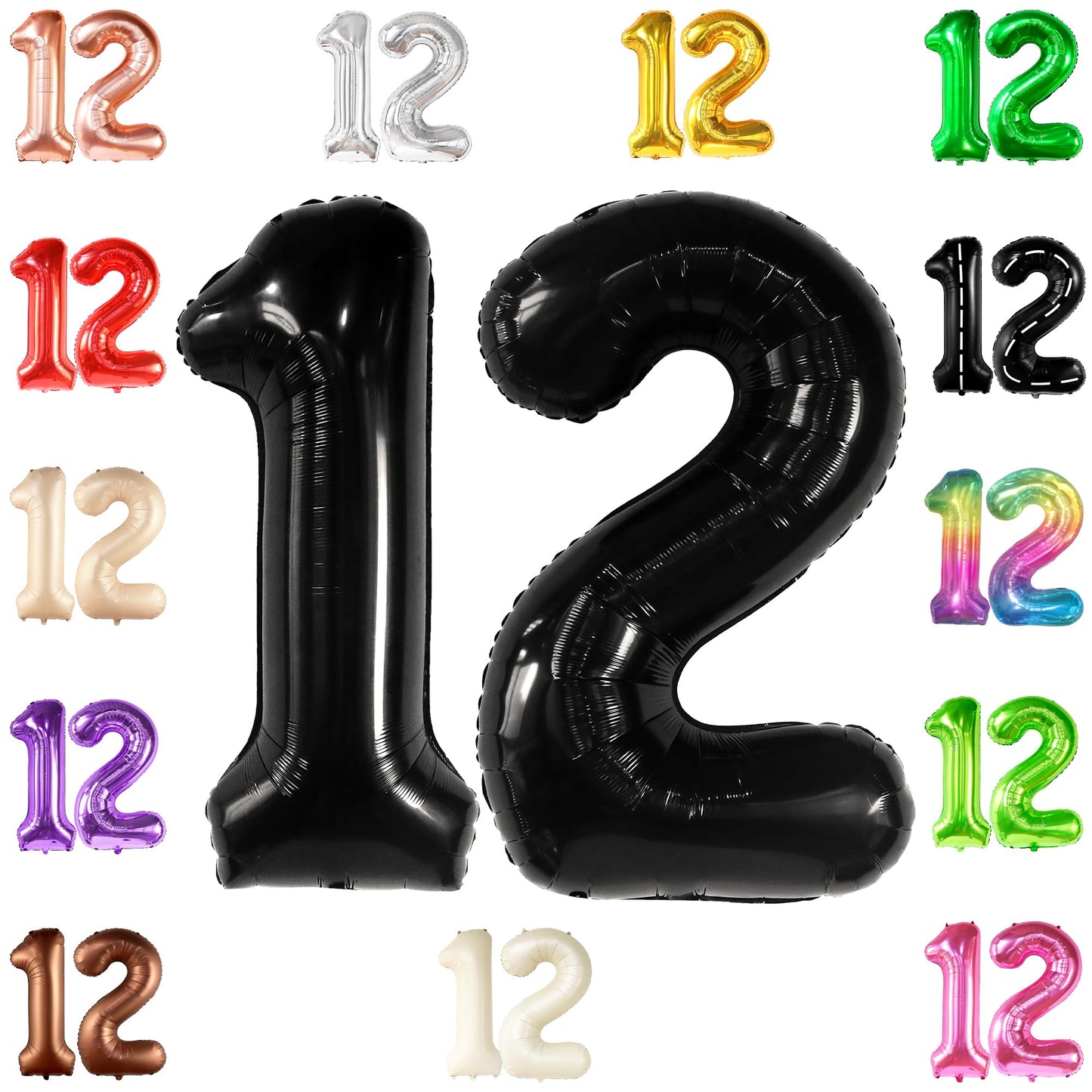 Katchon, Giant Black 12 Balloon Number - 40 Inch | 12 Birthday Balloon, 12 Birthday Decorations Boy | Black Number 12 Balloon For Birthdays | Happy 12Th Birthday Decorations Boy | 12Th Birthday Party