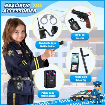 Giftinbox Police Costume For Kids, Kids Police Officer Costume For Boys Girls With Accessories, Halloween Costumes For Kids