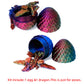 Flavery 3D Printed Flying Dragon in Egg - Tricolor Egg with 9'' Flexible Winged Dragon Inside, Colorful Fidget Toy, Birthday Gif