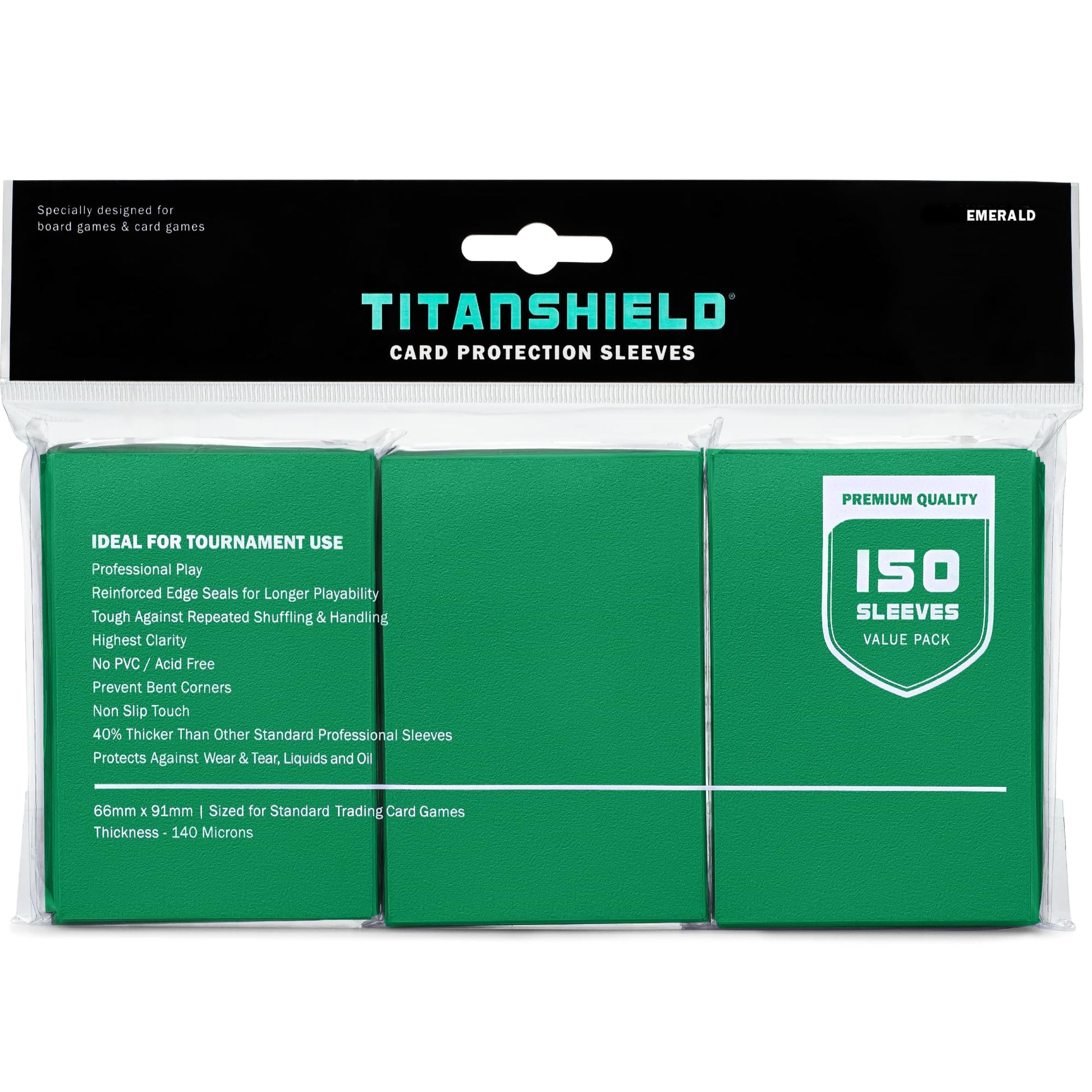 Titanshield Premium Emerald 150 Sleeves Standard Size Board Game Trading Card Sleeves Deck Protector For Magic The Gathering Mtg