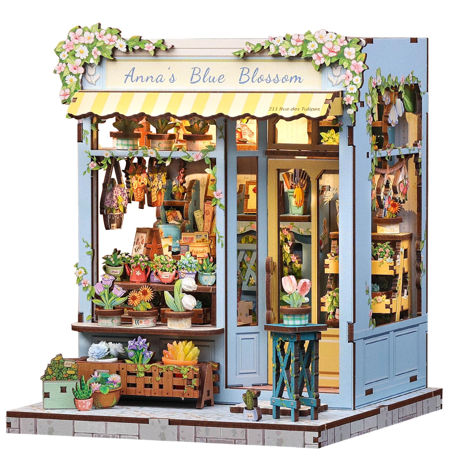 Book Nook Kit  DIY Miniature House Kits for mature-themed and Teens  Dollhouse Tiny Booknook Garden House Bookshelf  DIY Craft Gifts for Family and Friends (Anna's Blue Blossom)