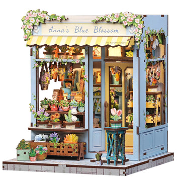 Book Nook Kit  DIY Miniature House Kits for mature-themed and Teens  Dollhouse Tiny Booknook Garden House Bookshelf  DIY Craft Gifts for Family and Friends (Anna's Blue Blossom)