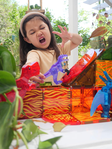 Magna-Tiles Dino World 40-Piece Magnetic Construction Set, The Original Magnetic Building Brand