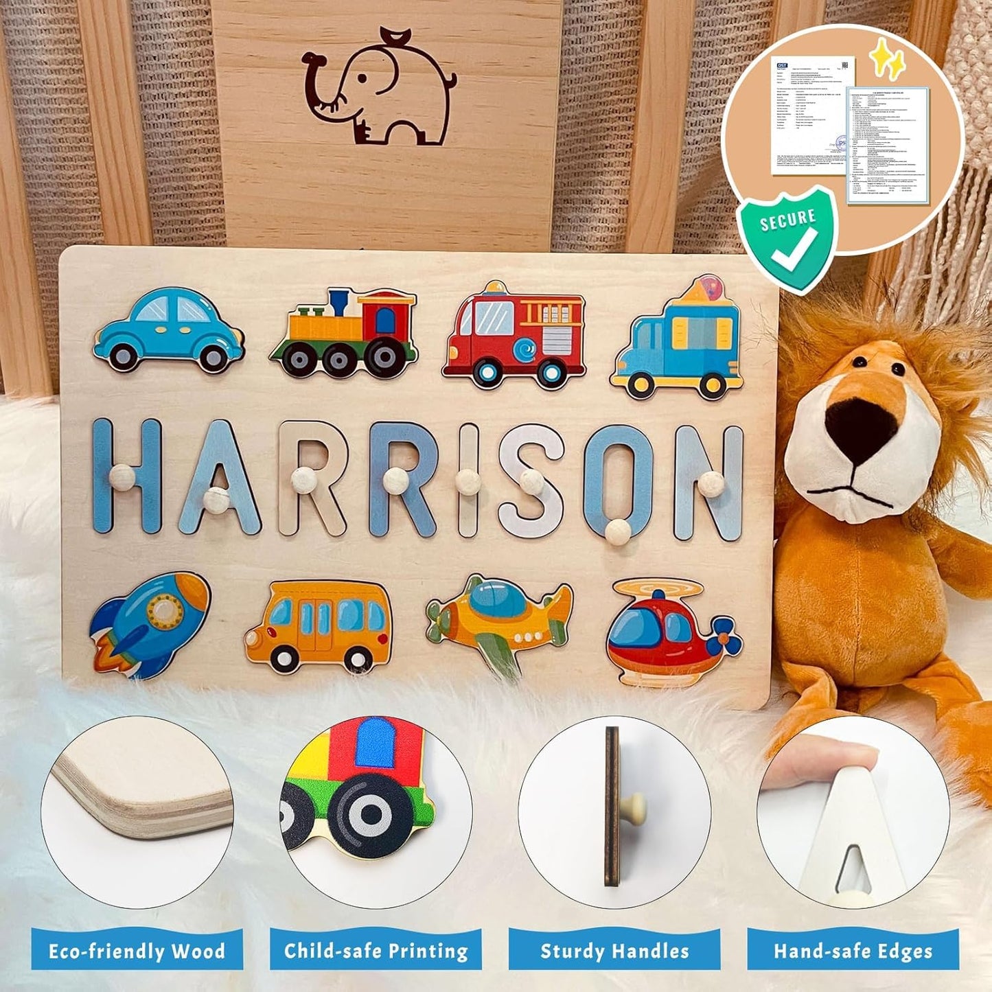 Ingifta Name Puzzle for Kids Personalized  Custom Baby Easter Gifts with Engraved Text on Back  Wooden Puzzle Toddlers Baby Boy Girl 1st Birthday for 1 Year Old