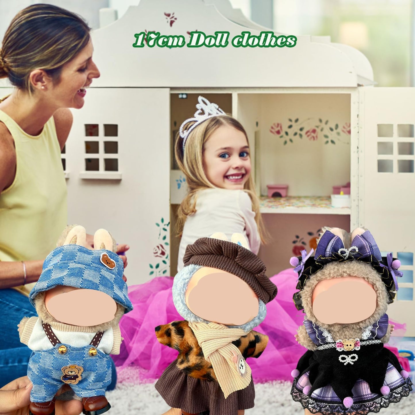 Handcrafted Crochet Clothes Set for 17cm Labubu Doll  2-Piece Knitted Outfit with Accessories