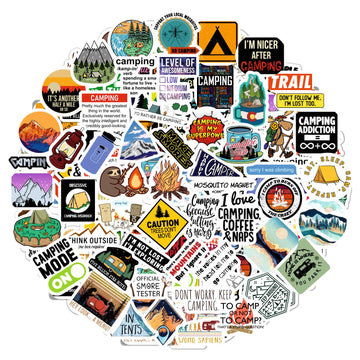 Bulbacraft 100Pcs Funny Camping Stickers - Camping Gifts, Camp Stickers, Camping Planner Stickers, Fun Camping Gifts For Men & W
