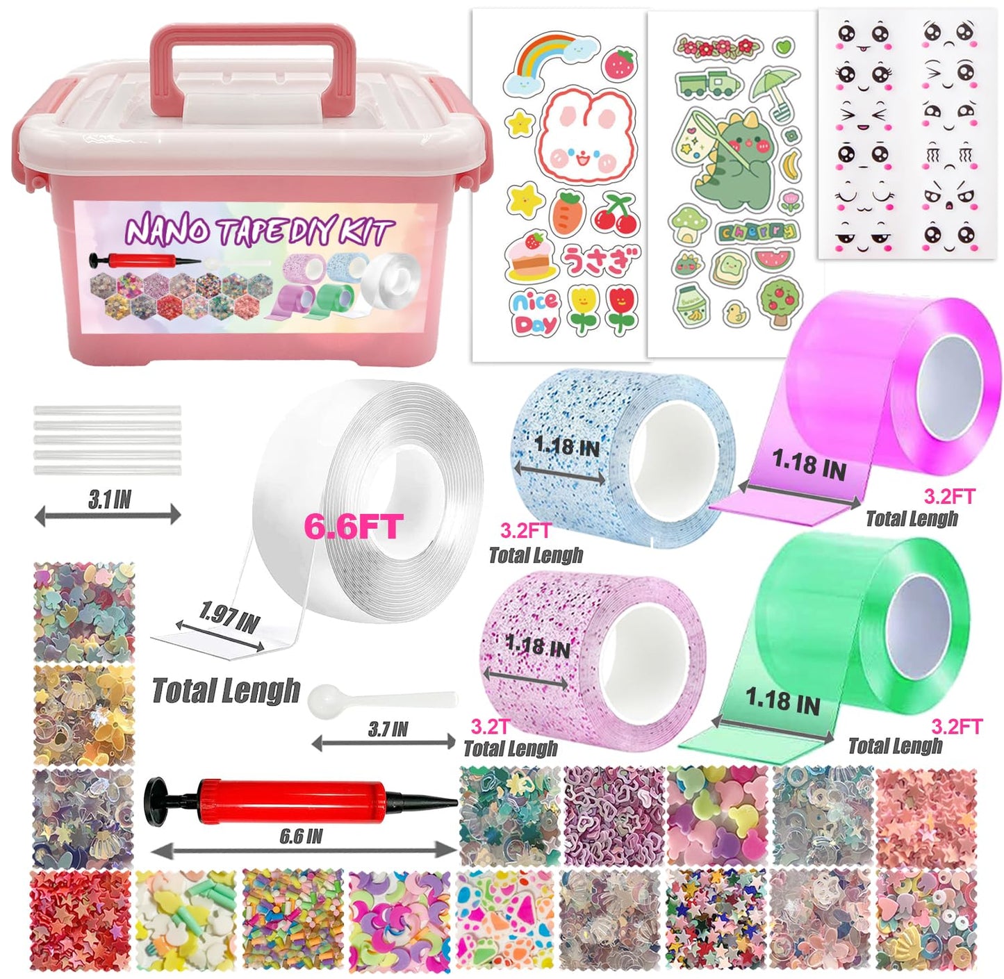 5 Pack Nano Tape Bubbles: Double Sided Elastic Bubbles with Glitter - DIY Stress Relief Toys for Kids & mature-themeds  Party Favors  Classroom Gifts