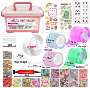 5 Pack Nano Tape Bubbles: Double Sided Elastic Bubbles with Glitter - DIY Stress Relief Toys for Kids & mature-themeds  Party Favors  Classroom Gifts