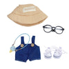 Designer Clothes for 17cm Doll  enhanced Dolls Demin Overalls Clothes  Cute Doll Outfit Accessories with Denim Overall  Ice Cream  Glasses  Shoes and Straw Hat  NZ001