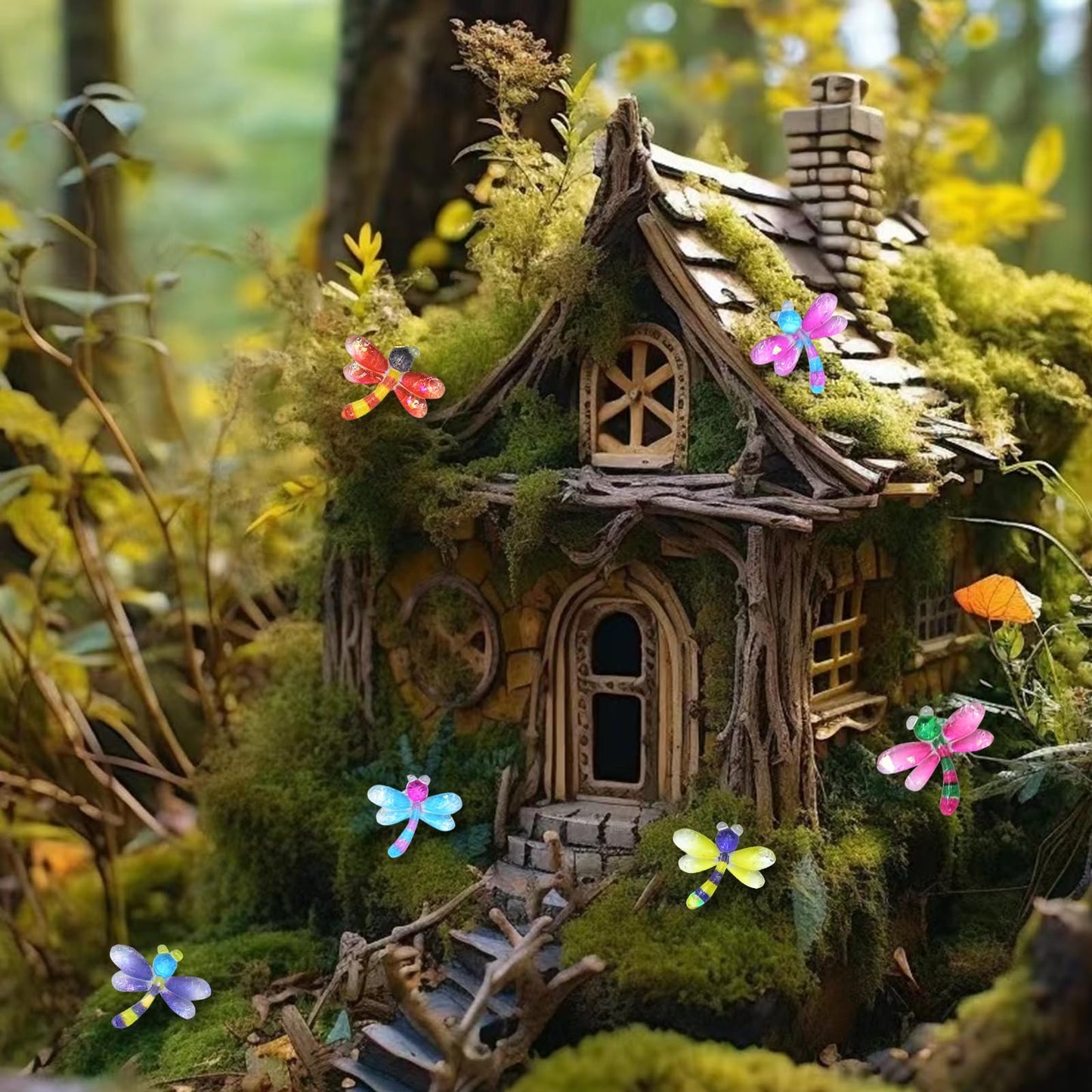 50Pcs Mini Dragonfly For Crafts Dollhouse Miniature Resin Tiny Dragonflies For Fairy Garden Dollhouse Micro Landscaping Decorati