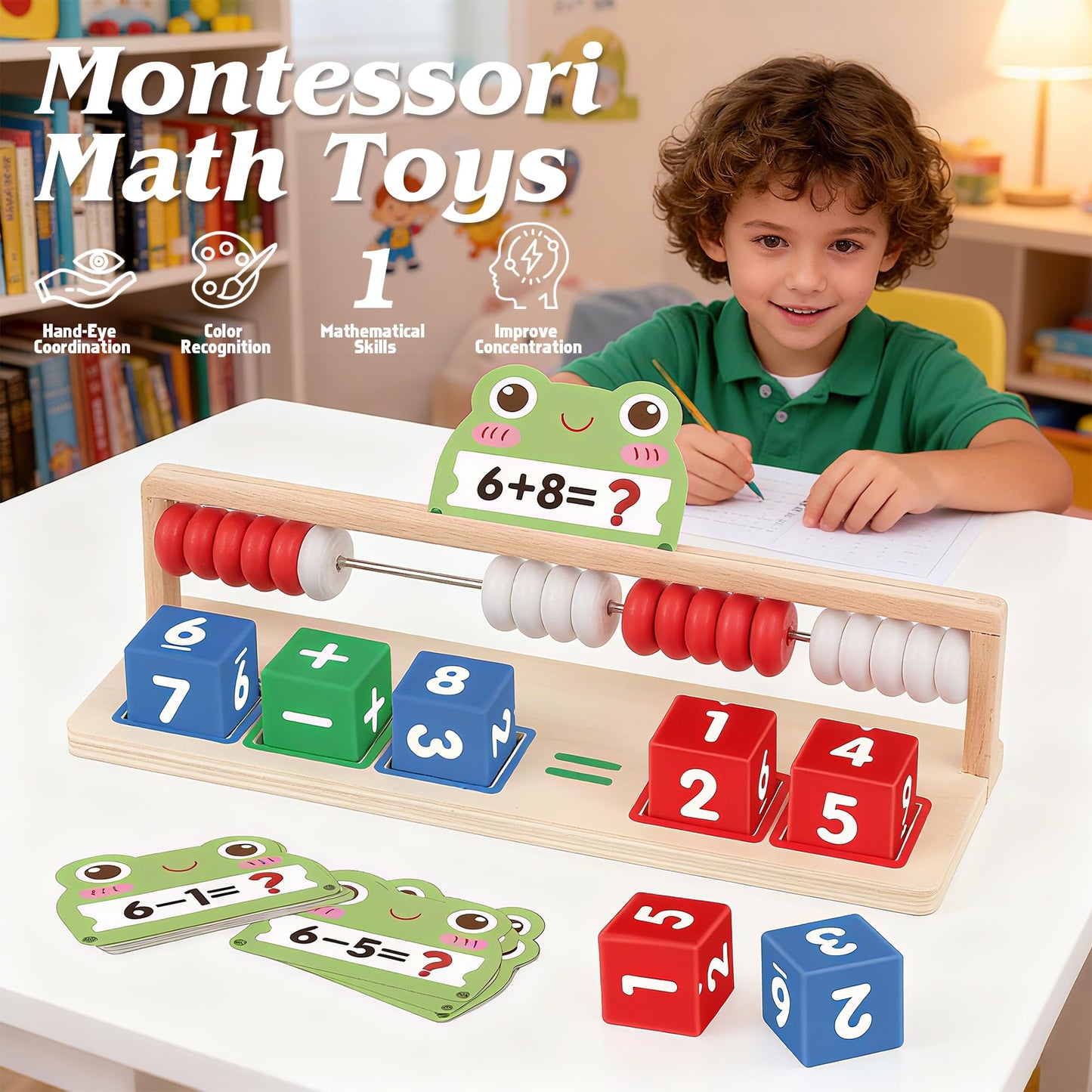 Ranqibo Wooden Math Learning Toys  Number Blocks Toys  Abacus for Kids Math Montessori Toys for 3-5 Year Old Boys Girls Birthday Gifts