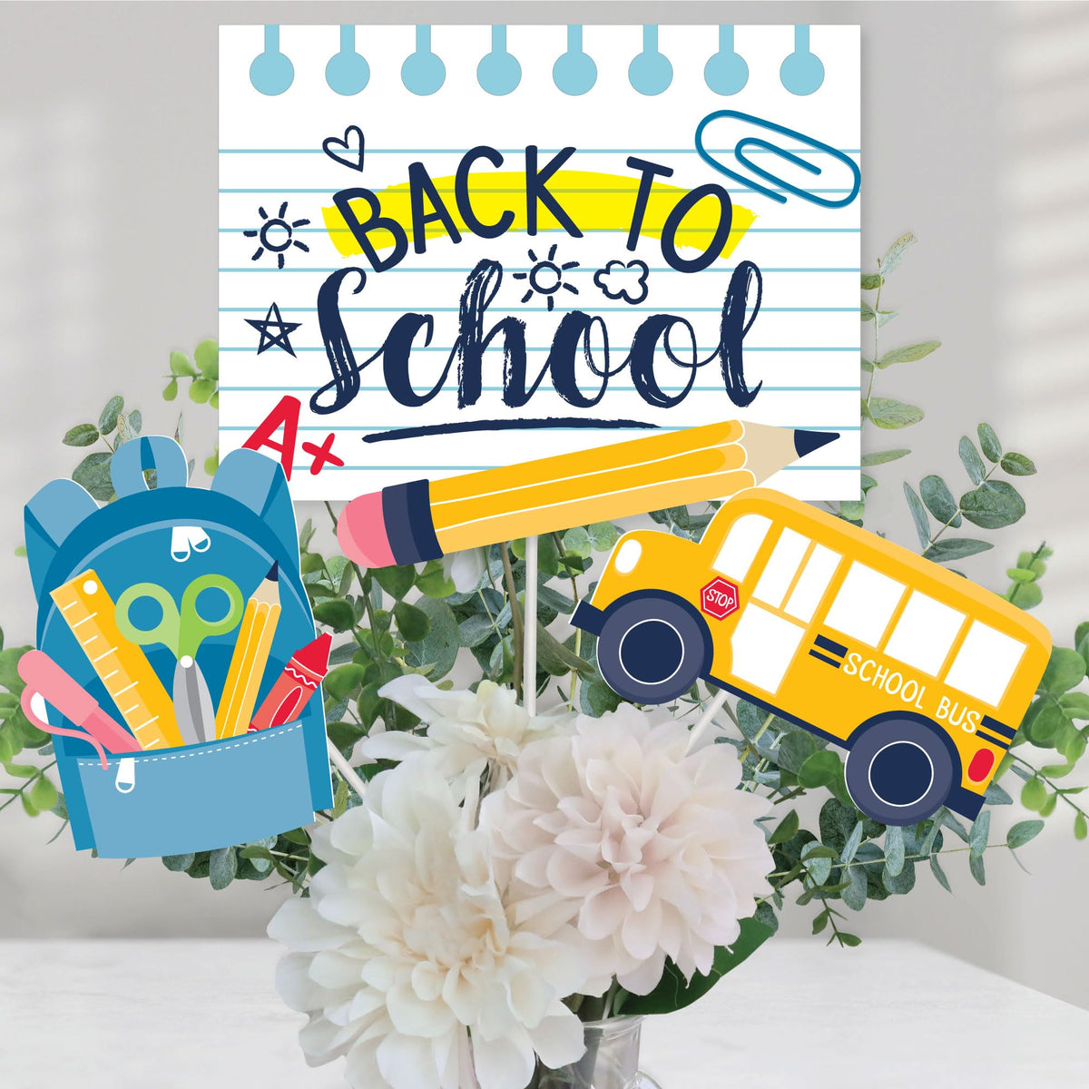 Big Dot of Happiness Back to School  First Day of School Classroom Decorations and Centerpiece Sticks  Table Toppers  Set of 