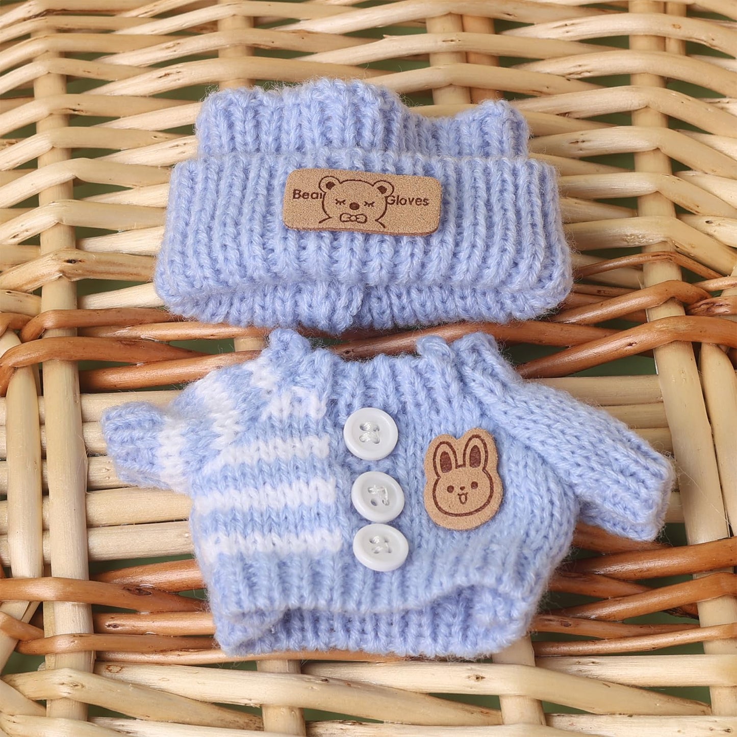 17cm Clothes Set(NO Doll)  Cute Hat & Unique Sweater Dress-up Set  Handmade Clothing Designed for 17cm Doll.(Sweater(Blue))