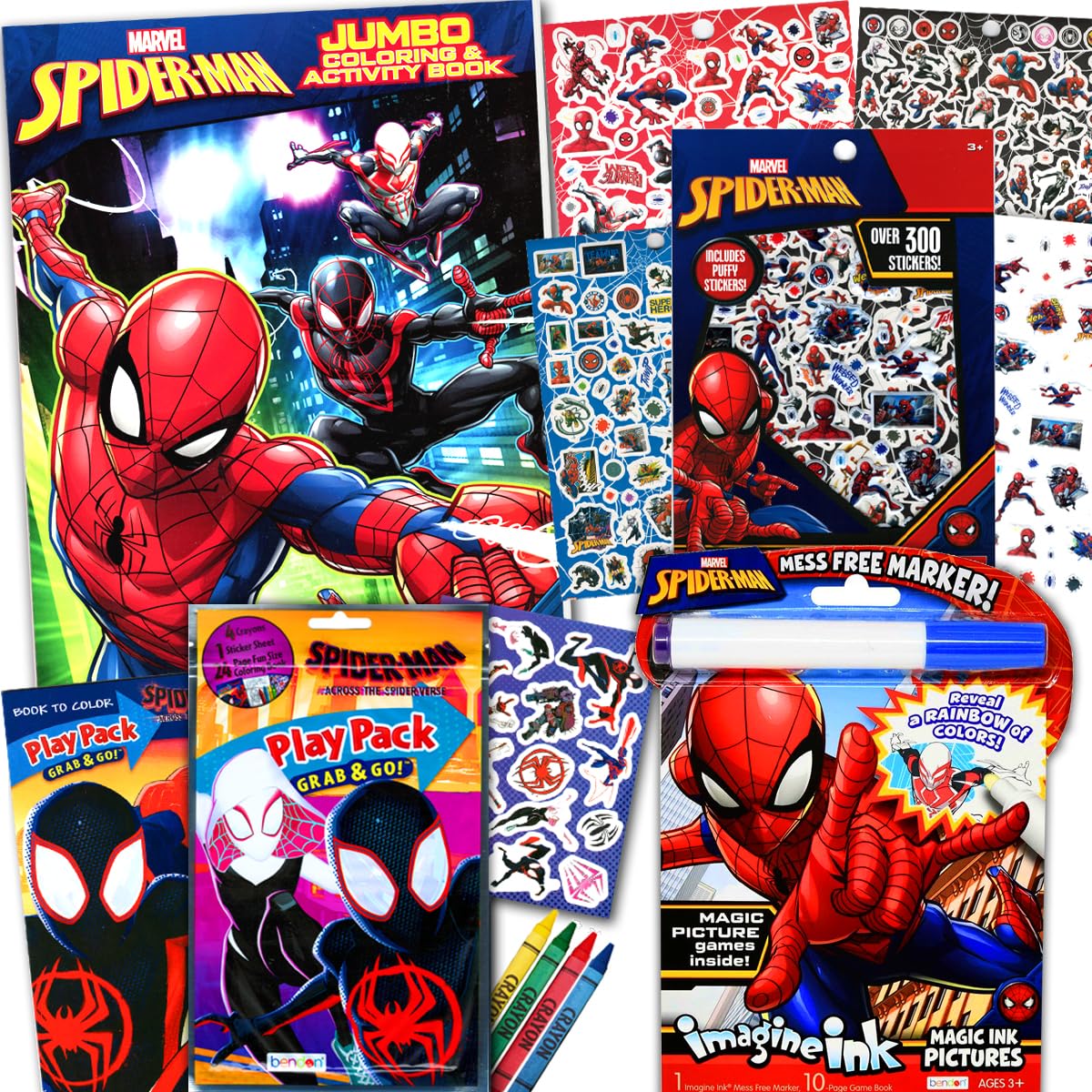 Spiderman Coloring And Activity Books Bundle With Imagine Ink Coloring Book, Stickers, And More