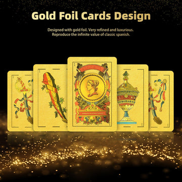 Spanish Playing Cards, Original Spanish Cards, Briscas Cards Puerto Rico, Original Spanish Deck Of Cards, Mexican Playing Cards [Luxury Gold Foil Classic] [Pvc Waterproof] (2 Pack)