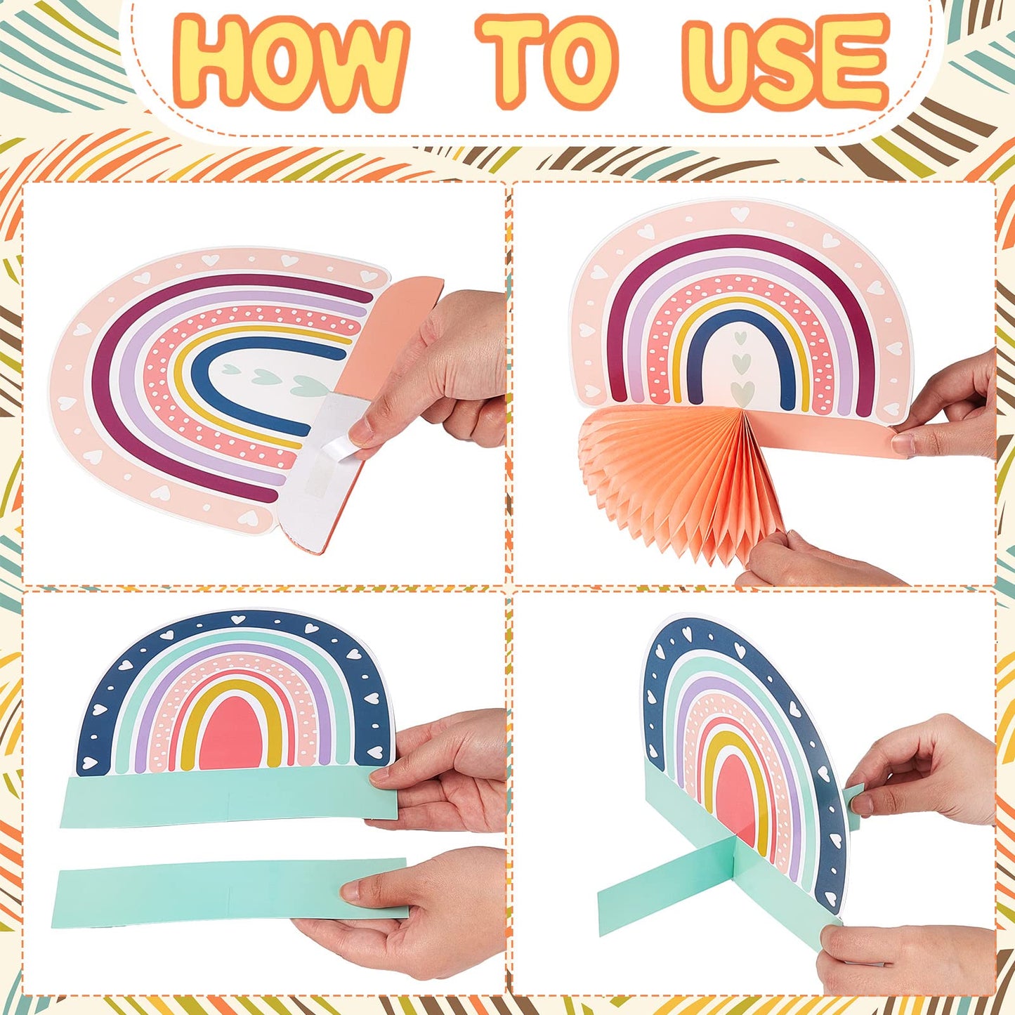 10 Pcs Rainbow Honeycomb Centerpiece Birthday Table Decorations Supplies Pastel Birthday Table Sign Boho Centerpieces Decor Hear