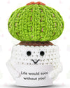 Jelutar Positive Potato Cactus Crochet Gifts - Mini Funny Knitted Wool Doll With Emotional Card Cheer Up Gifts For Friends Birthday Party Decorations