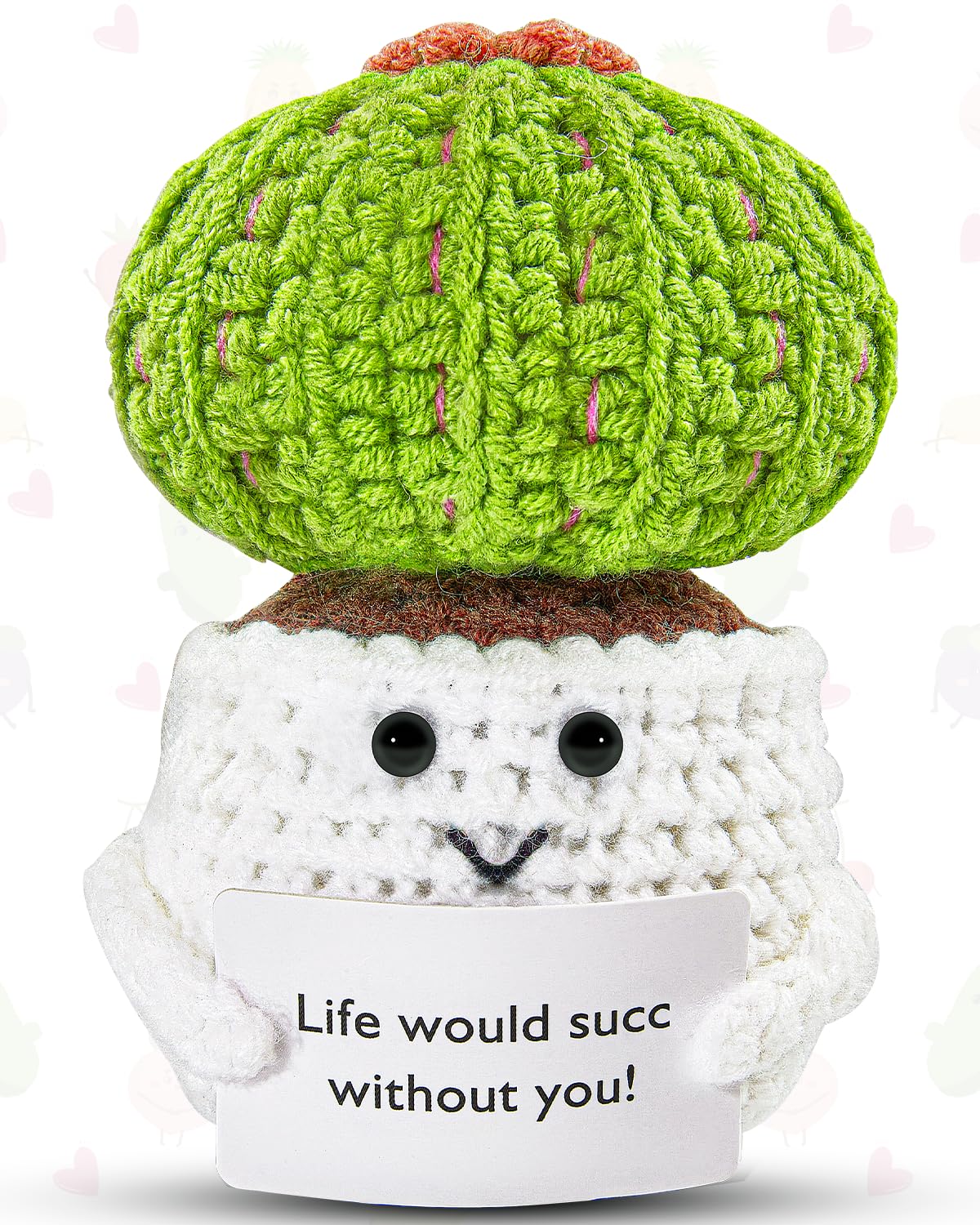 Jelutar Positive Potato Cactus Crochet Gifts - Mini Funny Knitted Wool Doll With Emotional Card Cheer Up Gifts For Friends Birthday Party Decorations