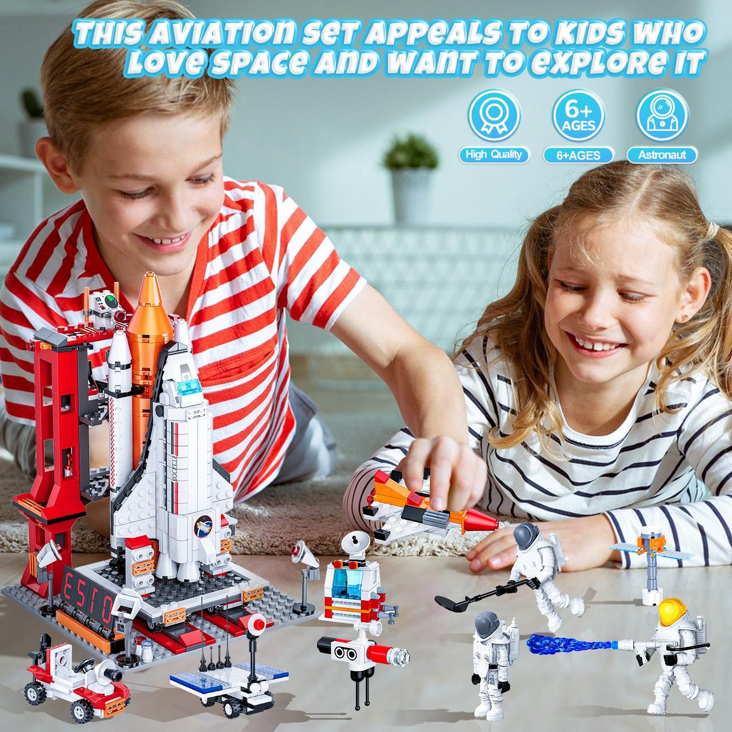 Wideland Space Exploration Shuttle Toys Gifts For 6 7 8 9 10 11 12 Year Old Kids, Girls, Boys, 12-In-1 Stem Projects Rocket Building Toy Kit With 3 Astronauts, Airplane Rocket Set Xmas Ideas, 885 Pcs