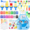 Washable Finger Paint Set, Shuttle Art 46 Pack Kids Paint Set with 14 Colors(60ml) Finger Paints, Brushes, Finger Paint Pad, Spo
