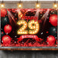 Happy 29th Birthday Banner Backdrop Red and Black 29 Years Old Background Bday Decorations for Women Men Photography Party Suppl